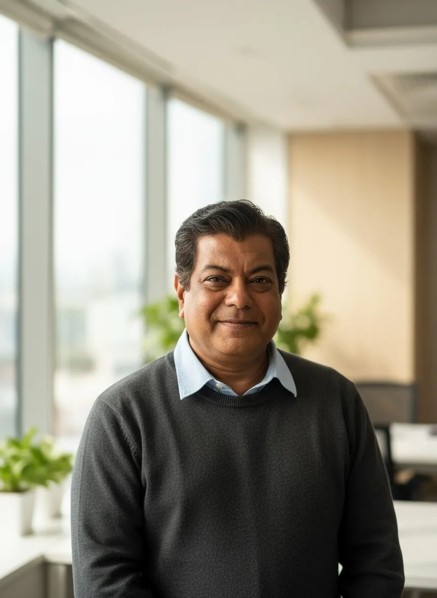 Portrait of Brijesh Solkar and Eknath Solkar legacy imagery